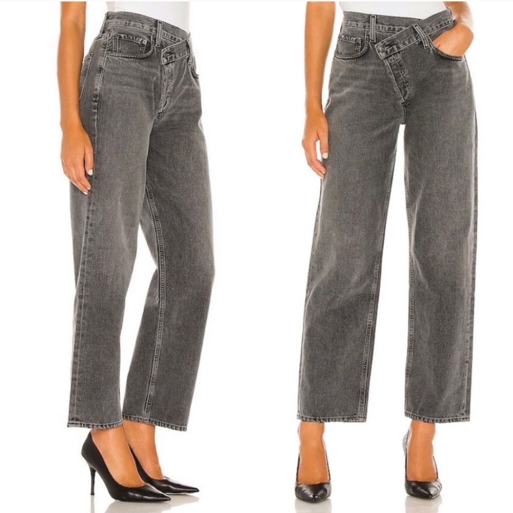 AGOLDE Criss Cross Straight Jean In Synchronize Grey Wash